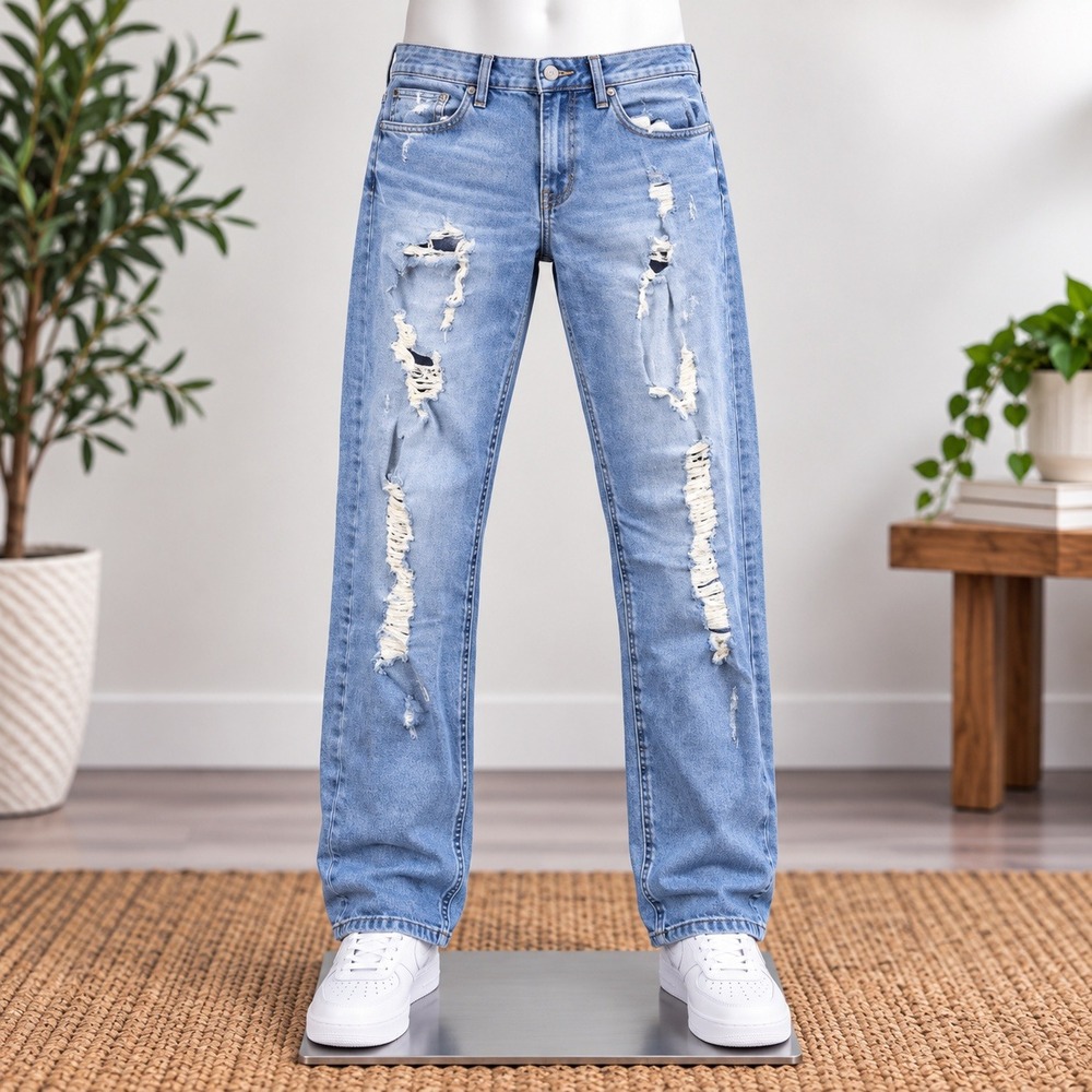 L&B Jeans Skinny Jeans Womens 11 Blue High Rise Heavy Distressed Ripped Denim